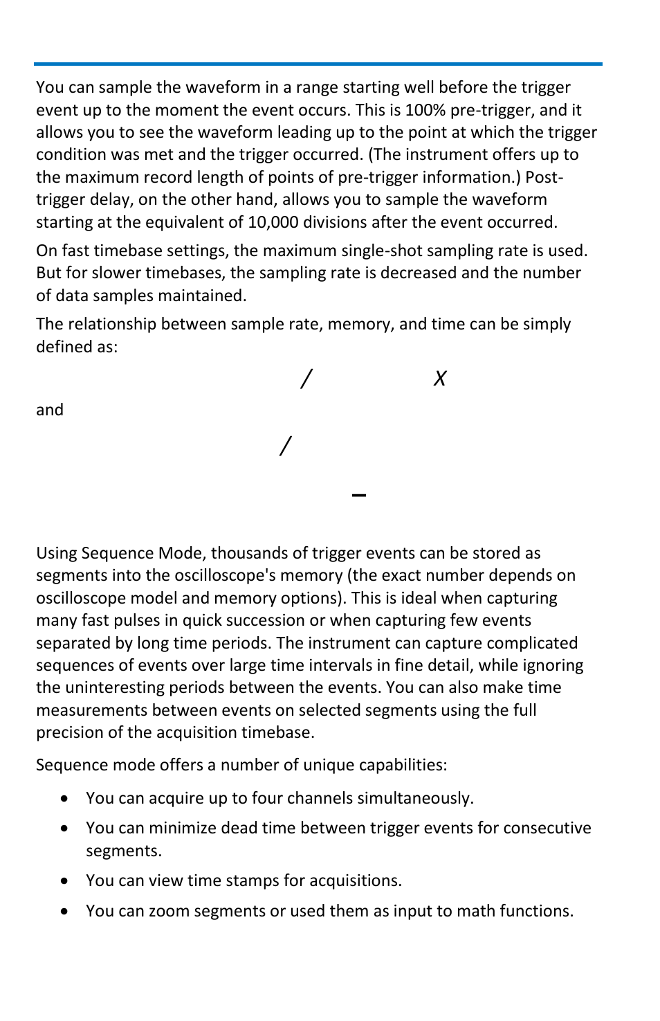 Sequence sampling mode – working with segments, Capture interval /10 = time per division | Teledyne LeCroy WaveMaster 8 Zi_Zi-A User Manual | Page 54 / 190