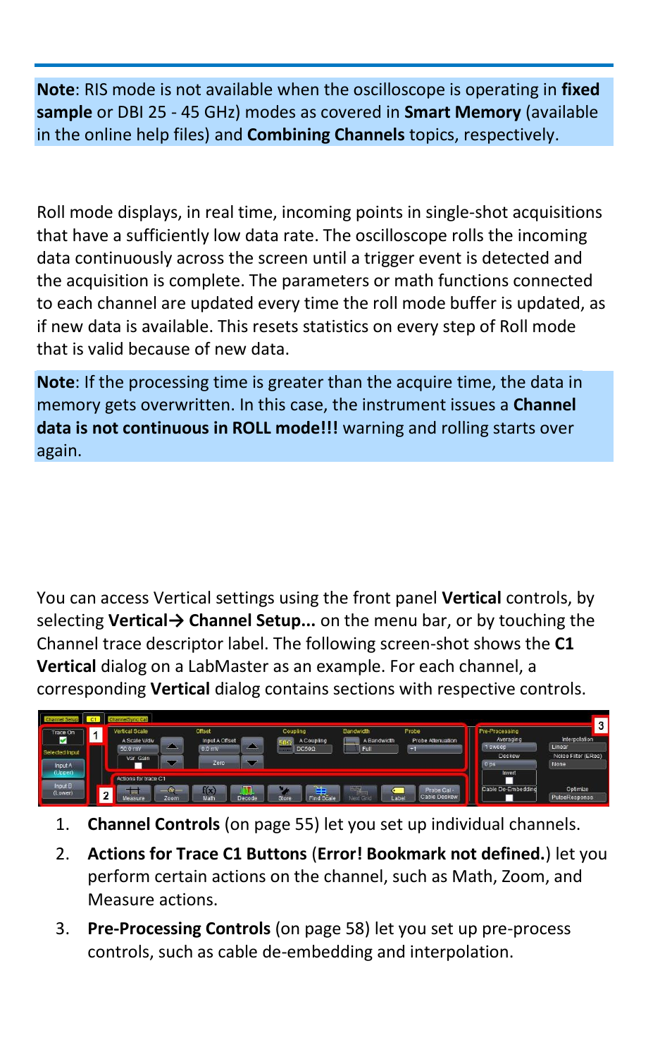 Vertical, Roll mode, Overview | Teledyne LeCroy WaveMaster 8 Zi_Zi-A User Manual | Page 62 / 190