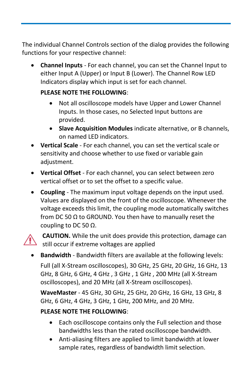 Channel controls | Teledyne LeCroy WaveMaster 8 Zi_Zi-A User Manual | Page 63 / 190