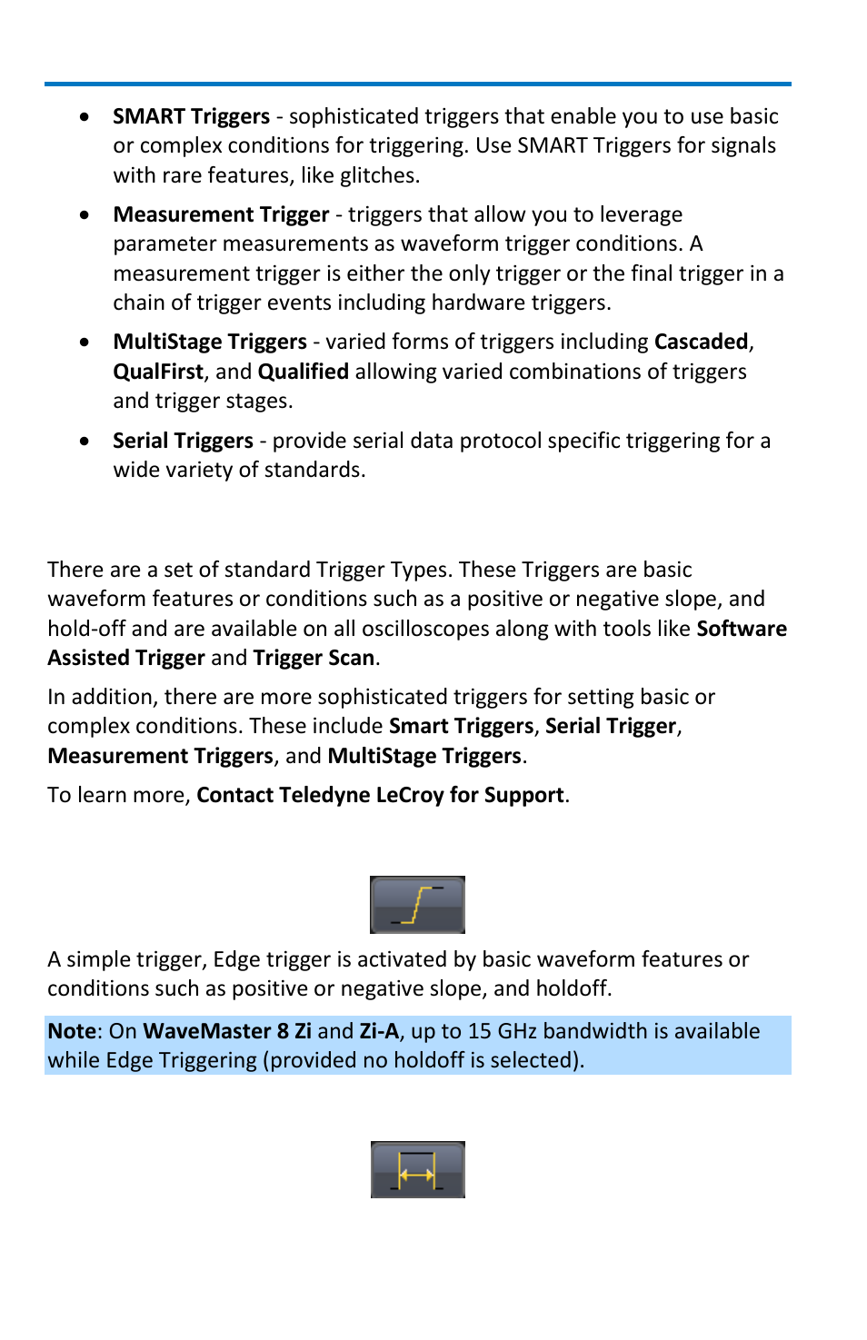 Trigger types, Edge, Width | Teledyne LeCroy WaveMaster 8 Zi_Zi-A User Manual | Page 70 / 190