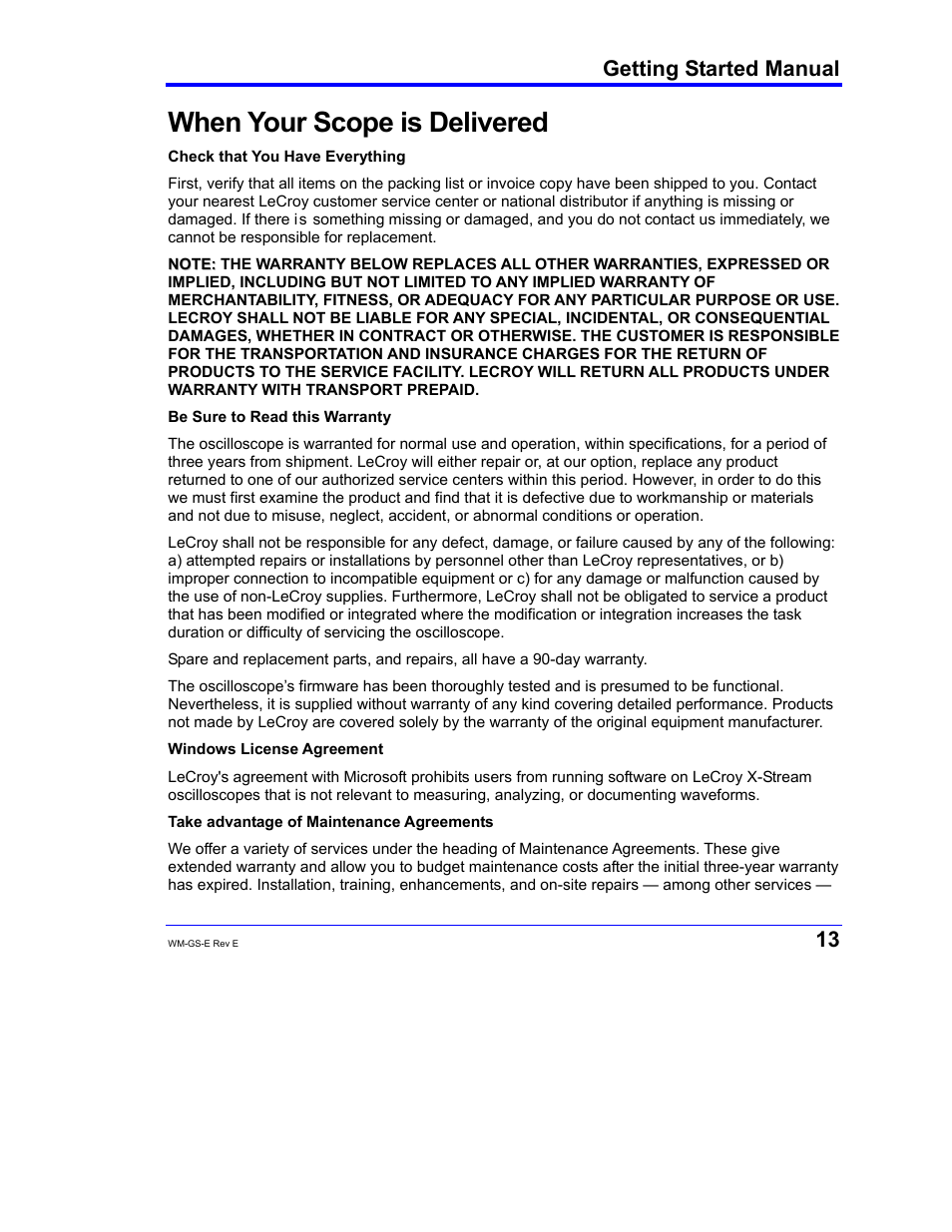 When your scope is delivered, Getting started manual | Teledyne LeCroy WaveMaster 8000A User Manual | Page 15 / 46