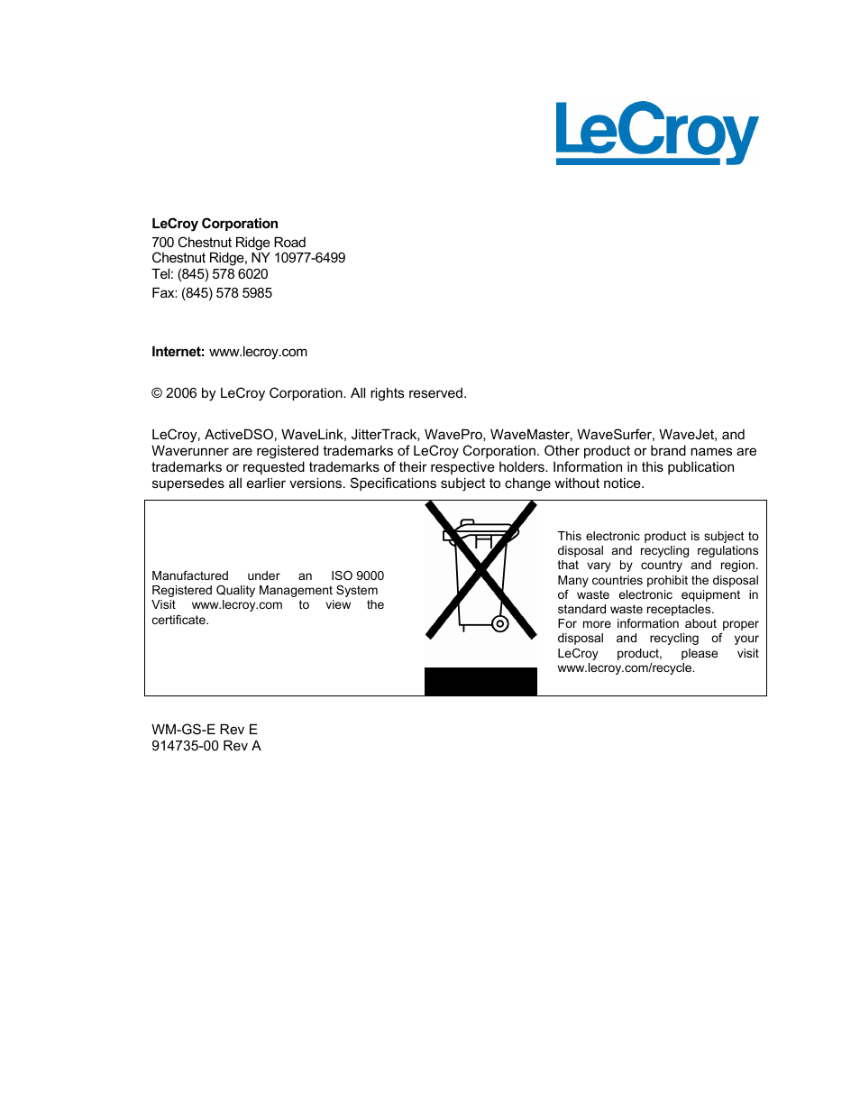 Teledyne LeCroy WaveMaster 8000A User Manual | Page 2 / 46