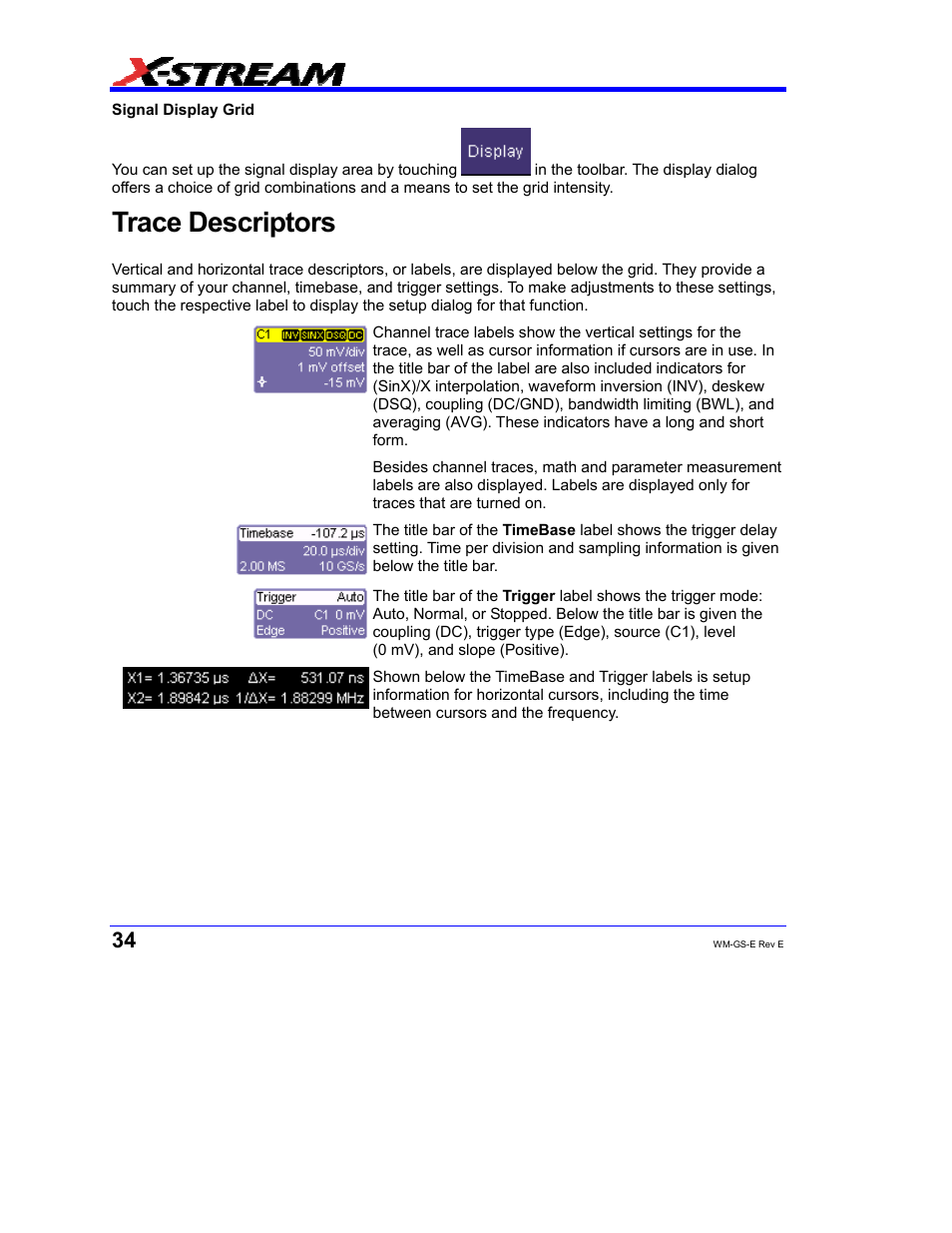 Trace descriptors | Teledyne LeCroy WaveMaster 8000A User Manual | Page 36 / 46