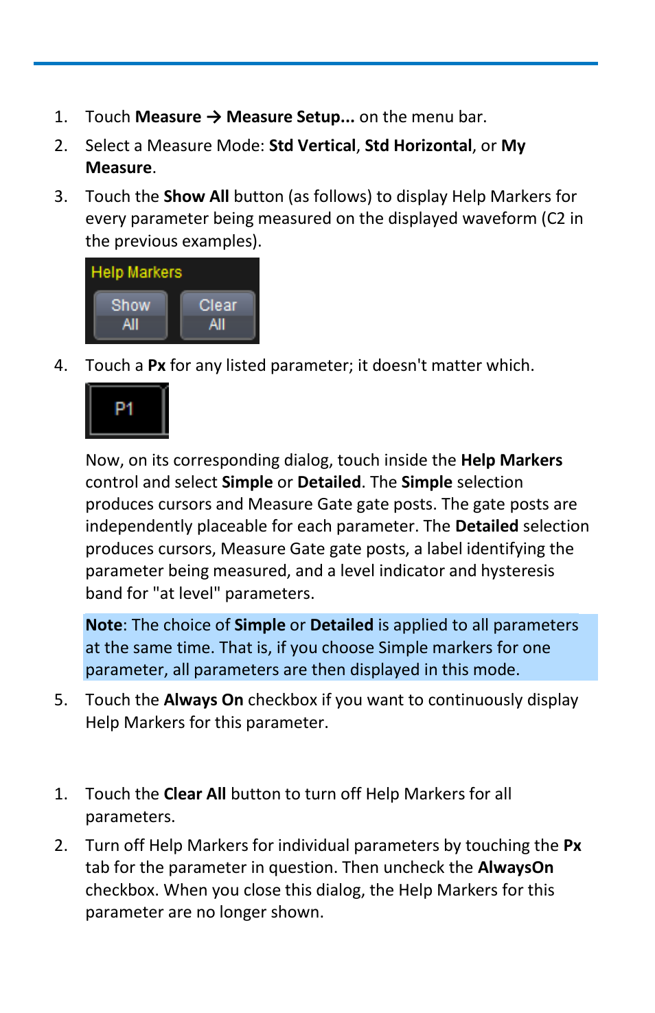 Help markers setup, Turning off help markers | Teledyne LeCroy WavePro 7 Zi_Zi-A User Manual | Page 102 / 188