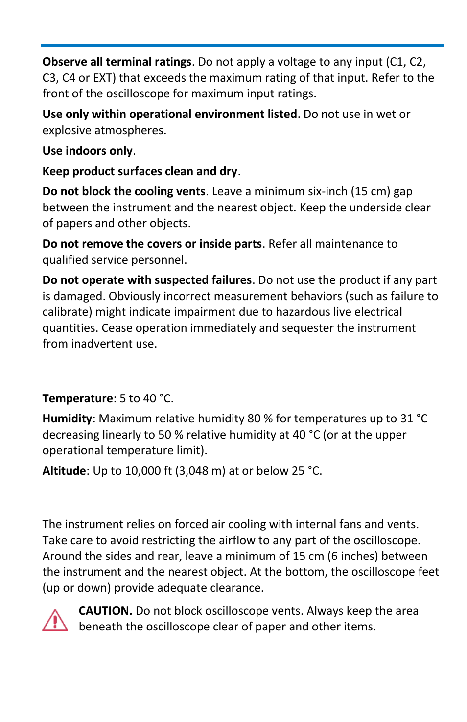 Operating environment, Cooling | Teledyne LeCroy WavePro 7 Zi_Zi-A User Manual | Page 11 / 188