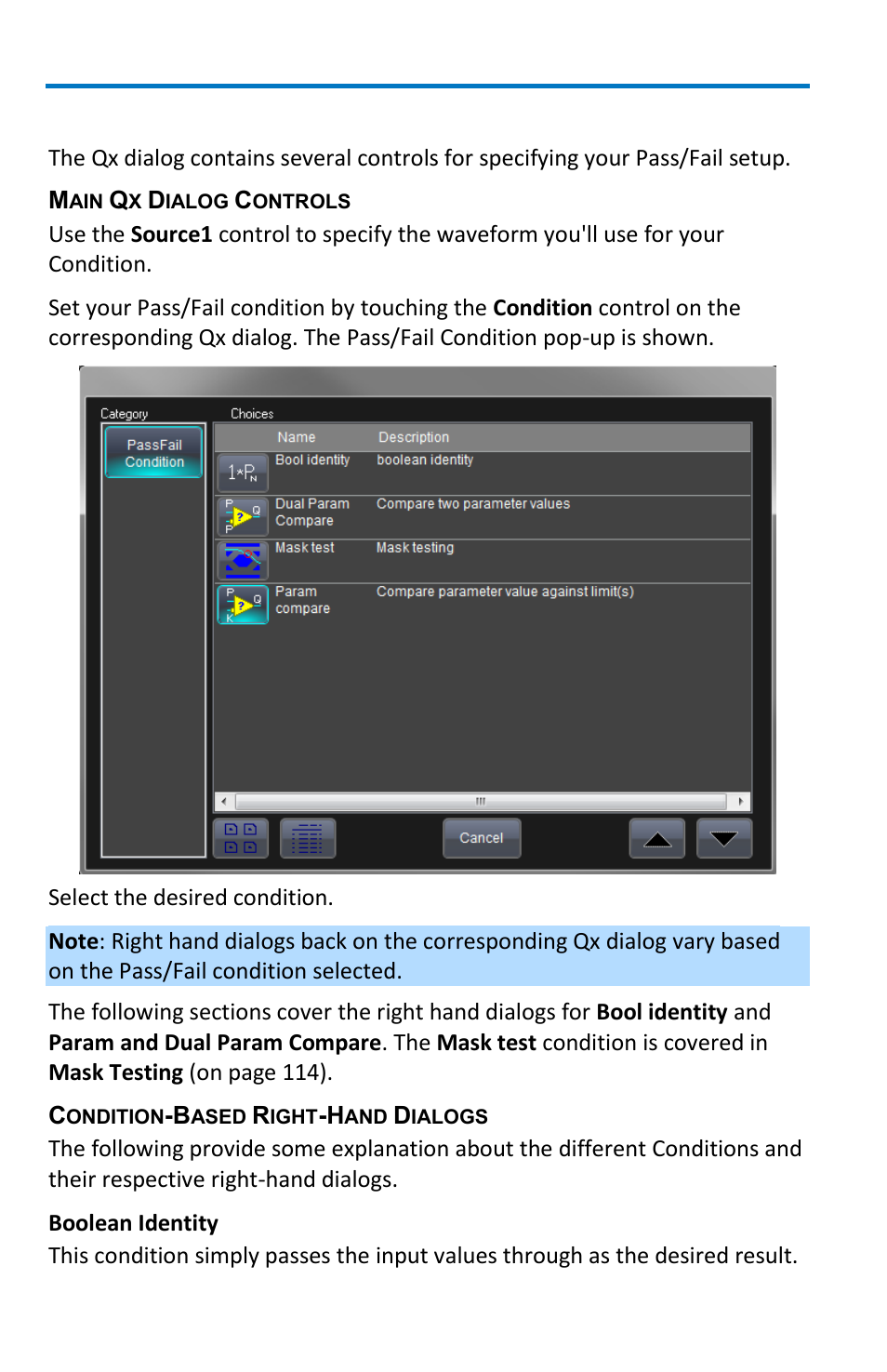 Pass/fail setup on qx dialogs | Teledyne LeCroy WavePro 7 Zi_Zi-A User Manual | Page 114 / 188