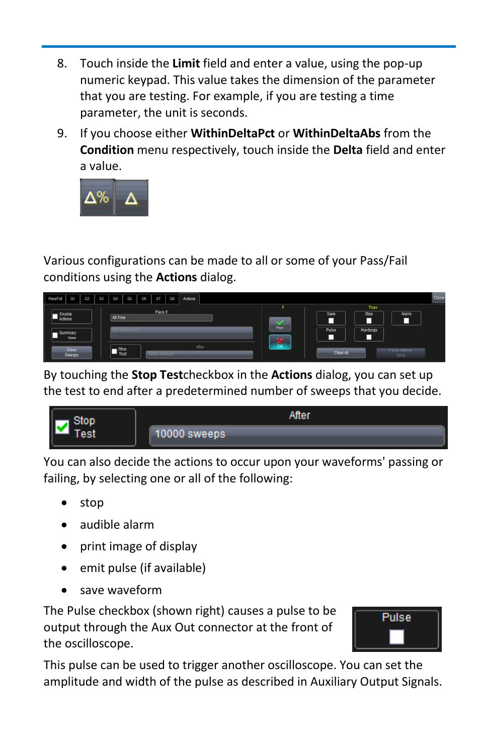 The actions dialog | Teledyne LeCroy WavePro 7 Zi_Zi-A User Manual | Page 117 / 188