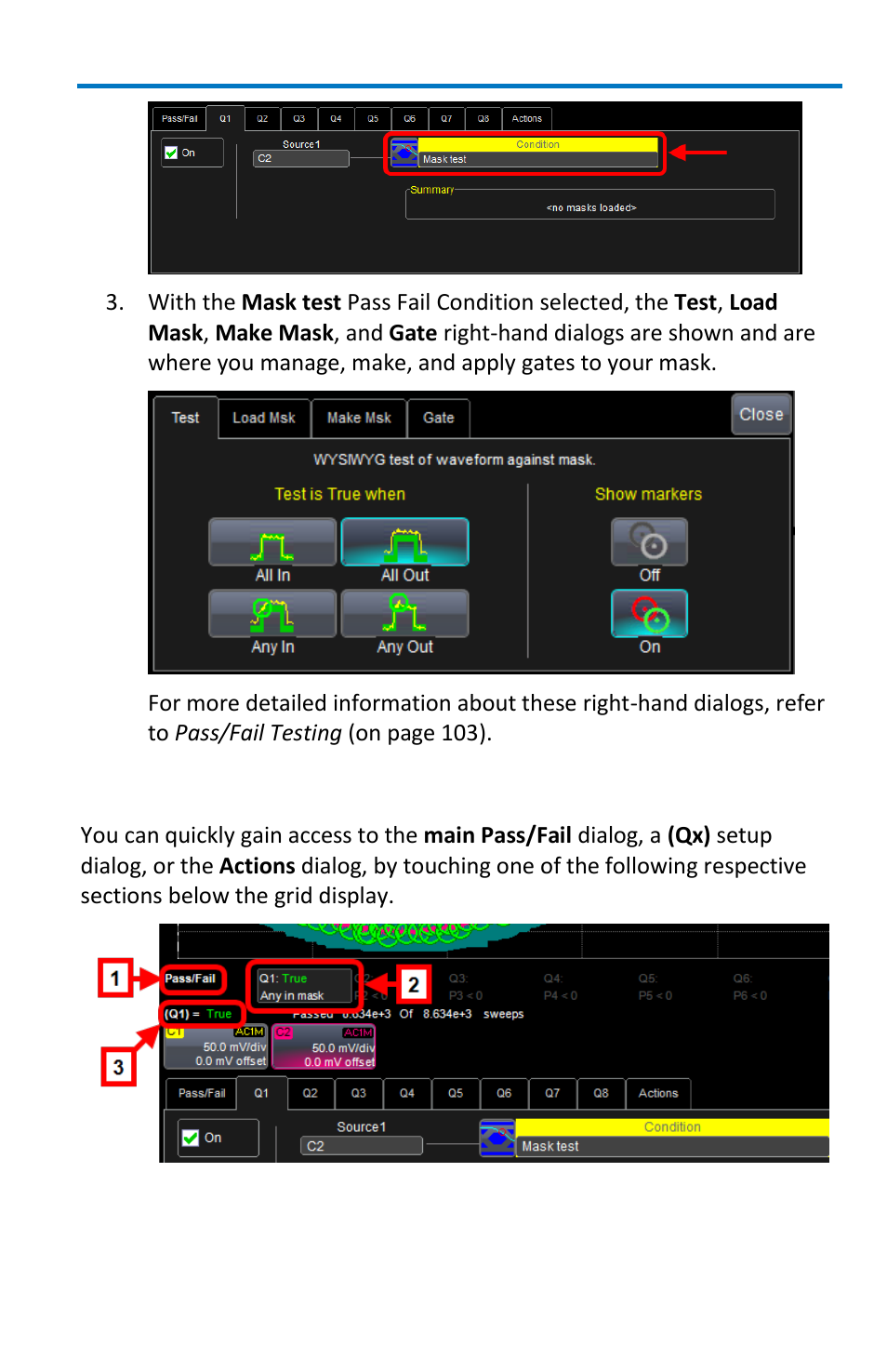 Quick access to pass/fail setup dialogs | Teledyne LeCroy WavePro 7 Zi_Zi-A User Manual | Page 123 / 188