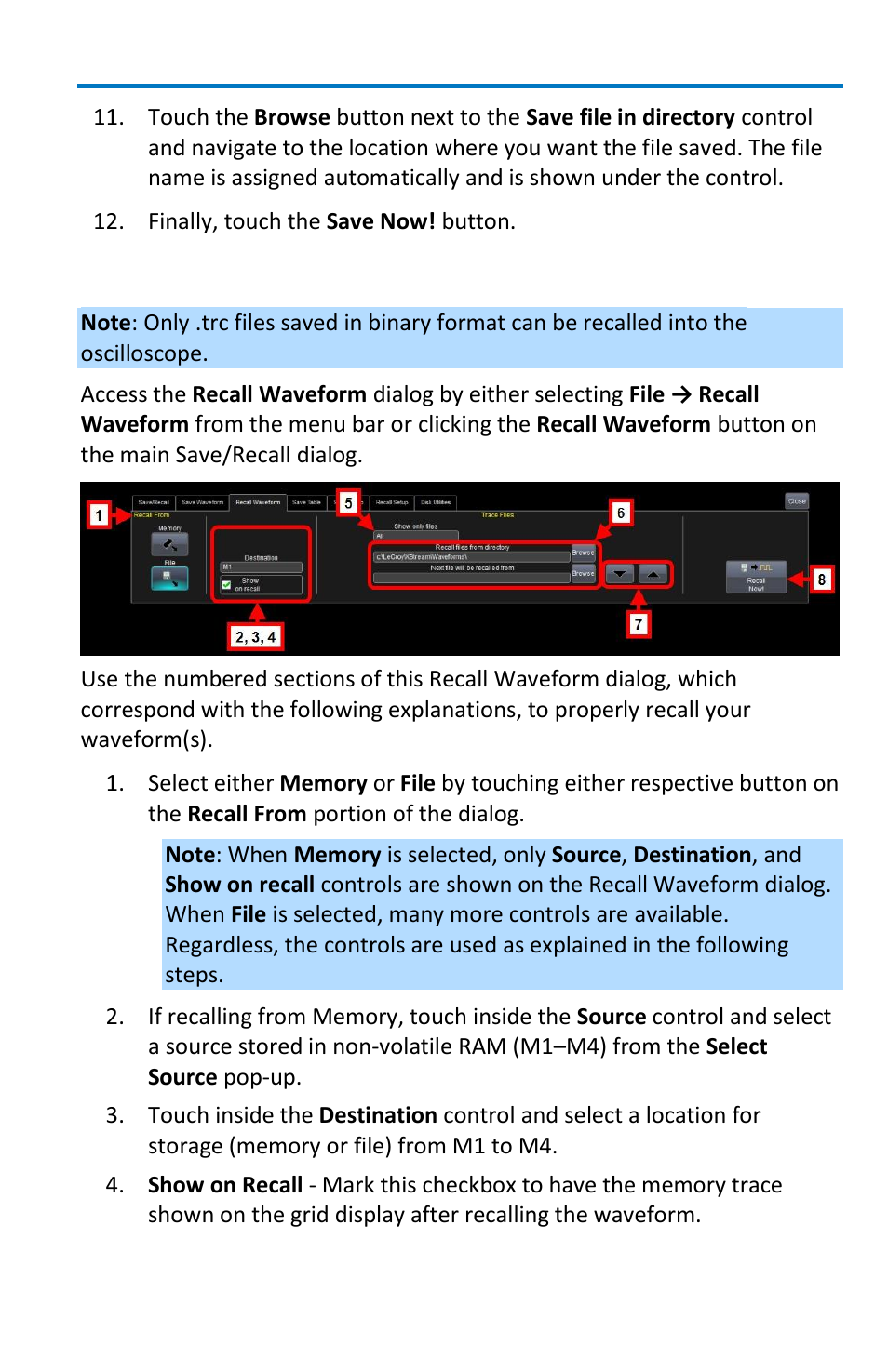 Recalling waveforms | Teledyne LeCroy WavePro 7 Zi_Zi-A User Manual | Page 139 / 188