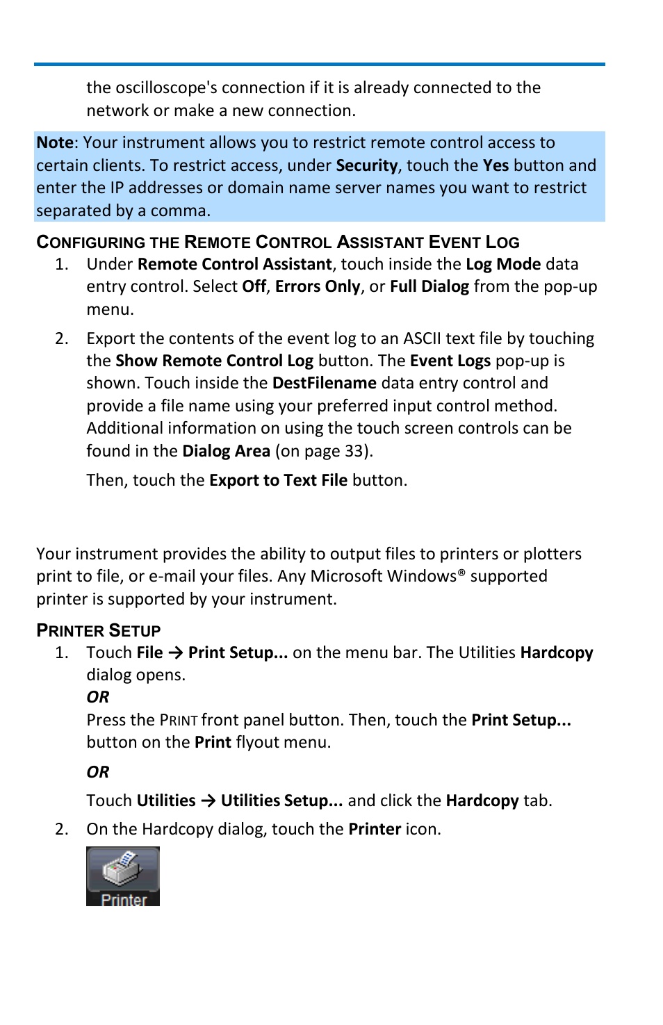 Printing and hardcopy functions | Teledyne LeCroy WavePro 7 Zi_Zi-A User Manual | Page 144 / 188