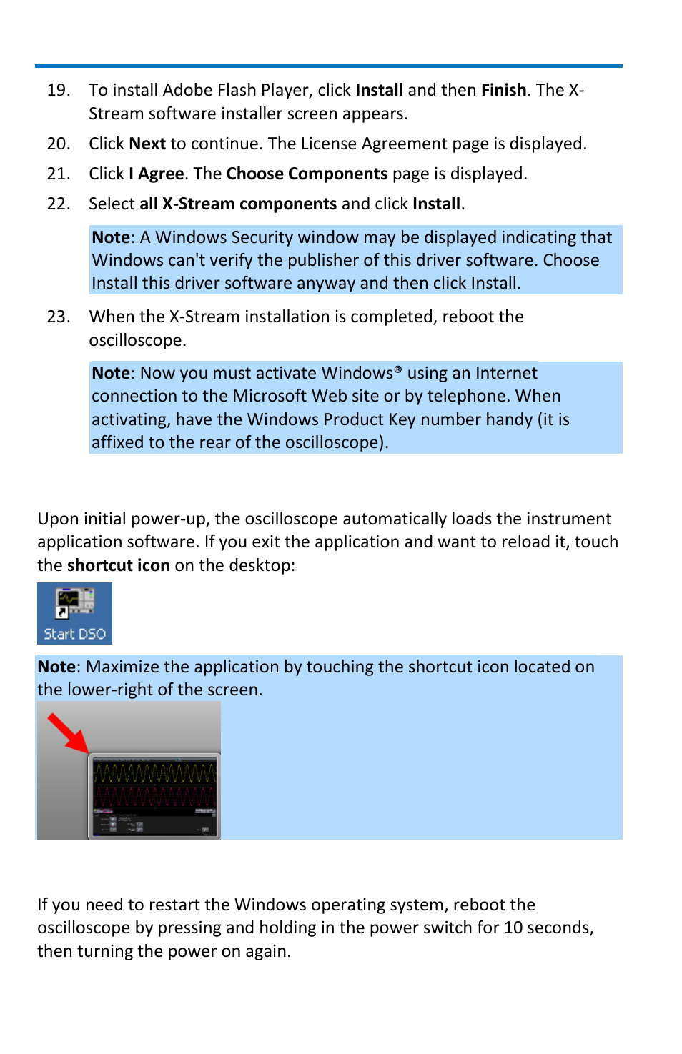 Restarting the oscilloscope application, Restarting the operating system | Teledyne LeCroy WavePro 7 Zi_Zi-A User Manual | Page 164 / 188