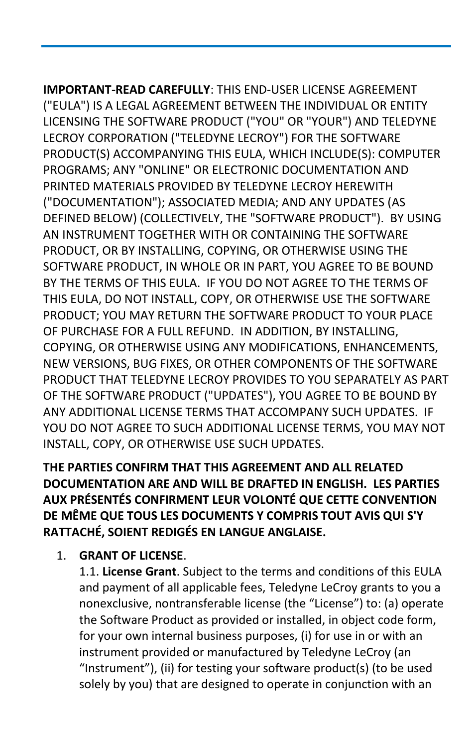 X-stream software end-user license agreement | Teledyne LeCroy WavePro 7 Zi_Zi-A User Manual | Page 171 / 188