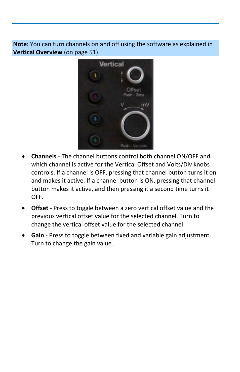 Vertical front panel controls | Teledyne LeCroy WavePro 7 Zi_Zi-A User Manual | Page 24 / 188