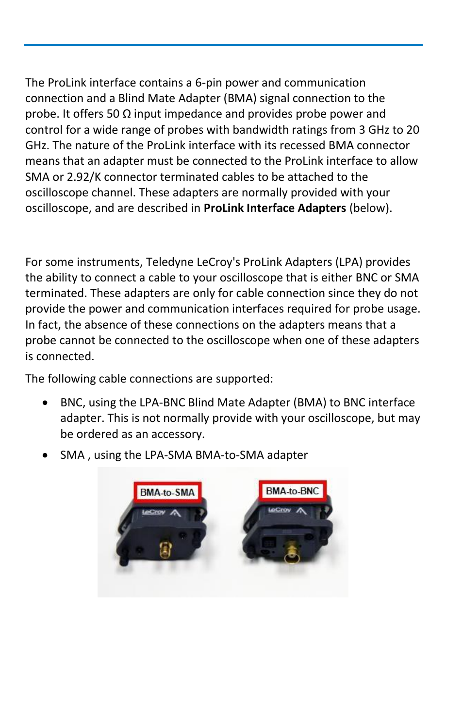 Prolink interface adapters, Prolink interface | Teledyne LeCroy WavePro 7 Zi_Zi-A User Manual | Page 30 / 188