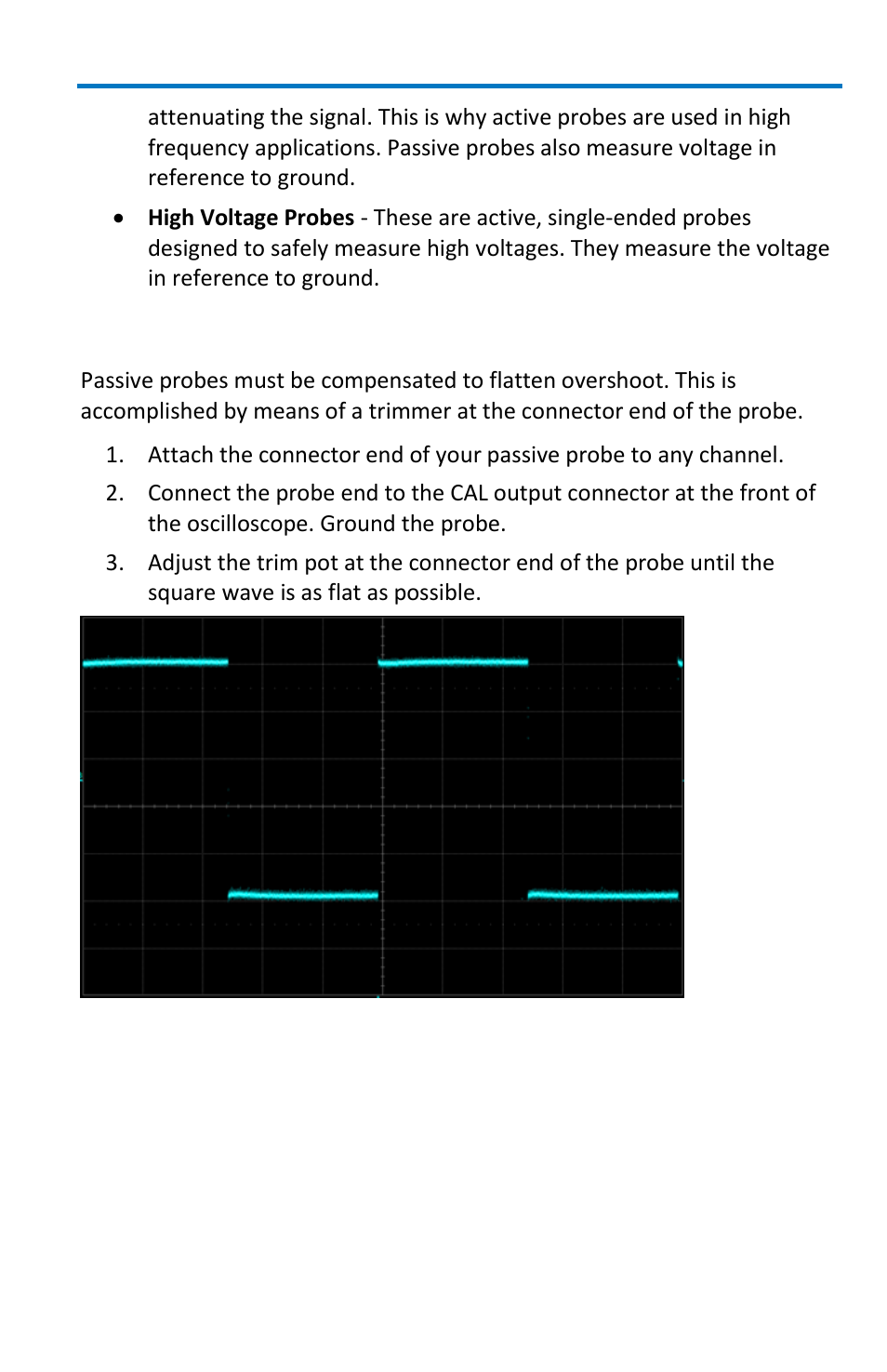 Passive probe compensation | Teledyne LeCroy WavePro 7 Zi_Zi-A User Manual | Page 33 / 188