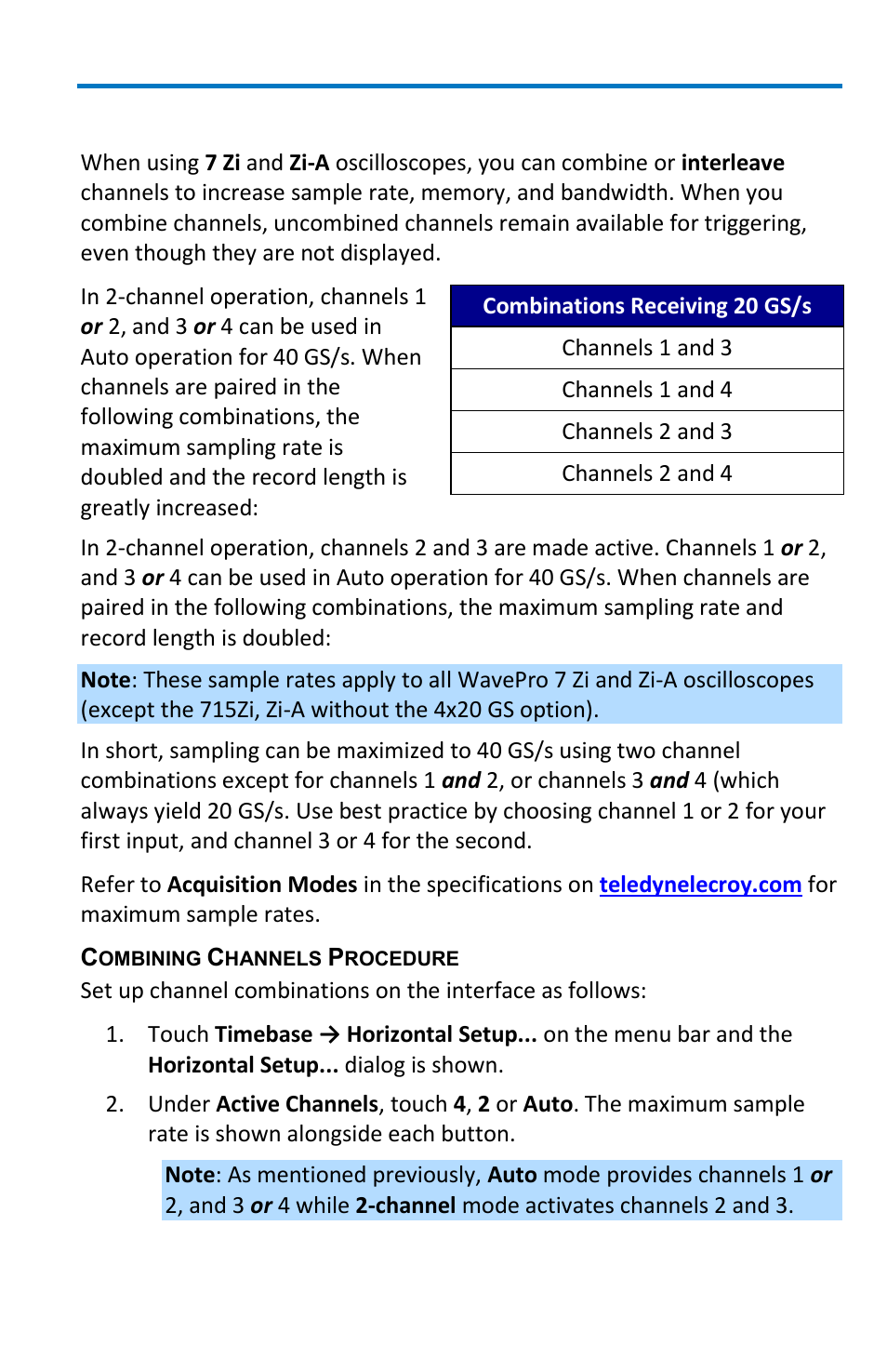 Dual channel acquisition | Teledyne LeCroy WavePro 7 Zi_Zi-A User Manual | Page 49 / 188