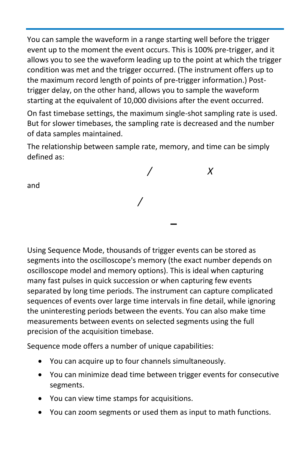 Sequence sampling mode – working with segments, Capture interval /10 = time per division | Teledyne LeCroy WavePro 7 Zi_Zi-A User Manual | Page 51 / 188