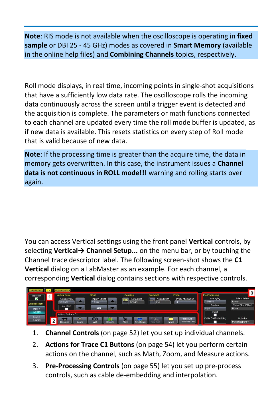 Vertical, Roll mode, Overview | Teledyne LeCroy WavePro 7 Zi_Zi-A User Manual | Page 59 / 188