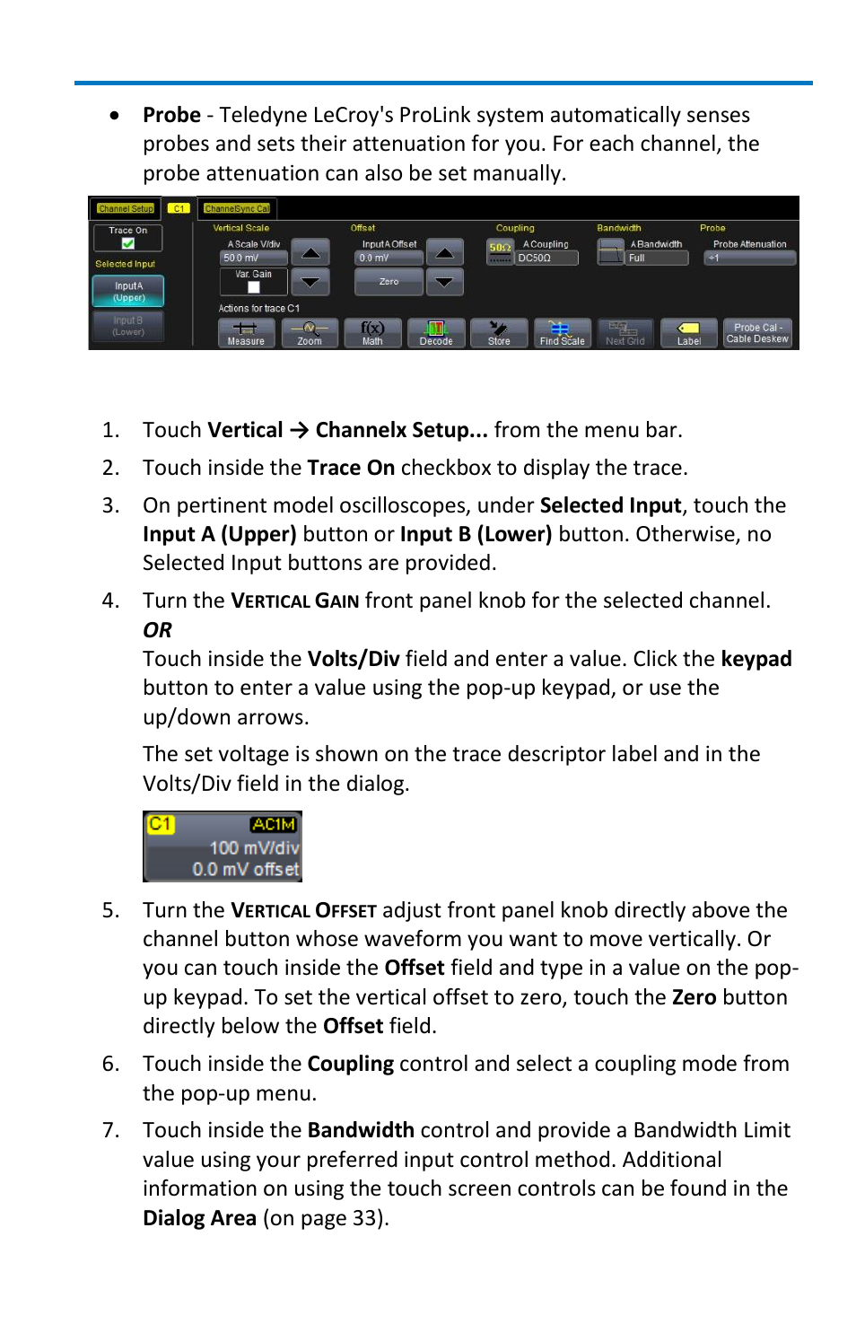 Setting up channels | Teledyne LeCroy WavePro 7 Zi_Zi-A User Manual | Page 61 / 188