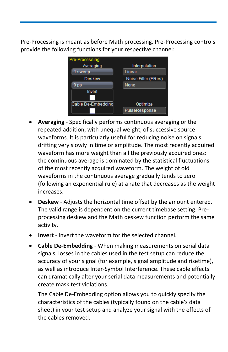 Pre-processing controls | Teledyne LeCroy WavePro 7 Zi_Zi-A User Manual | Page 63 / 188