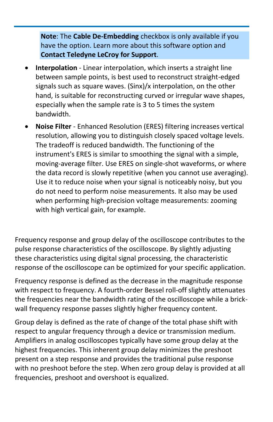 Response optimization modes | Teledyne LeCroy WavePro 7 Zi_Zi-A User Manual | Page 64 / 188