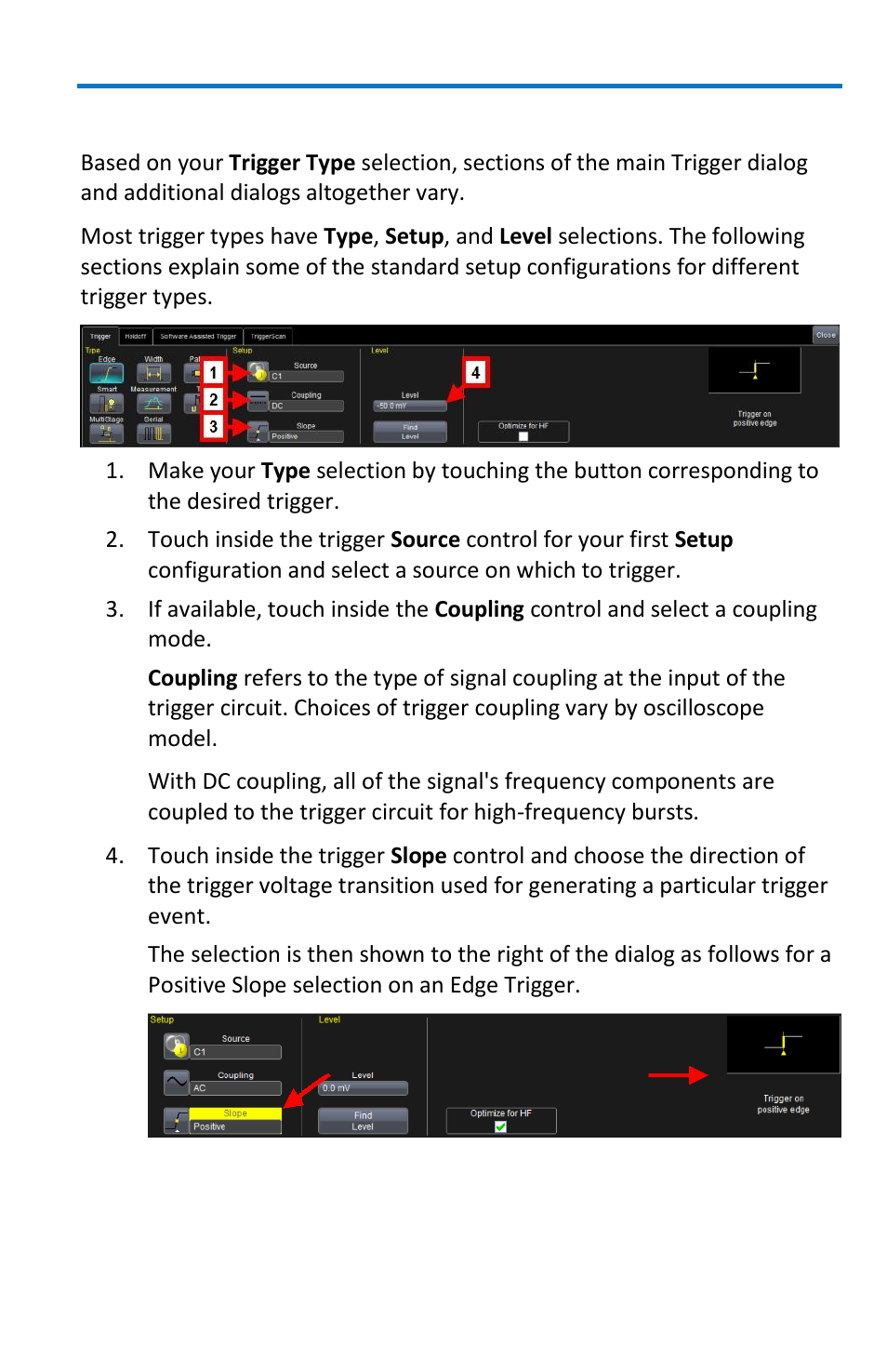 Trigger setup | Teledyne LeCroy WavePro 7 Zi_Zi-A User Manual | Page 73 / 188