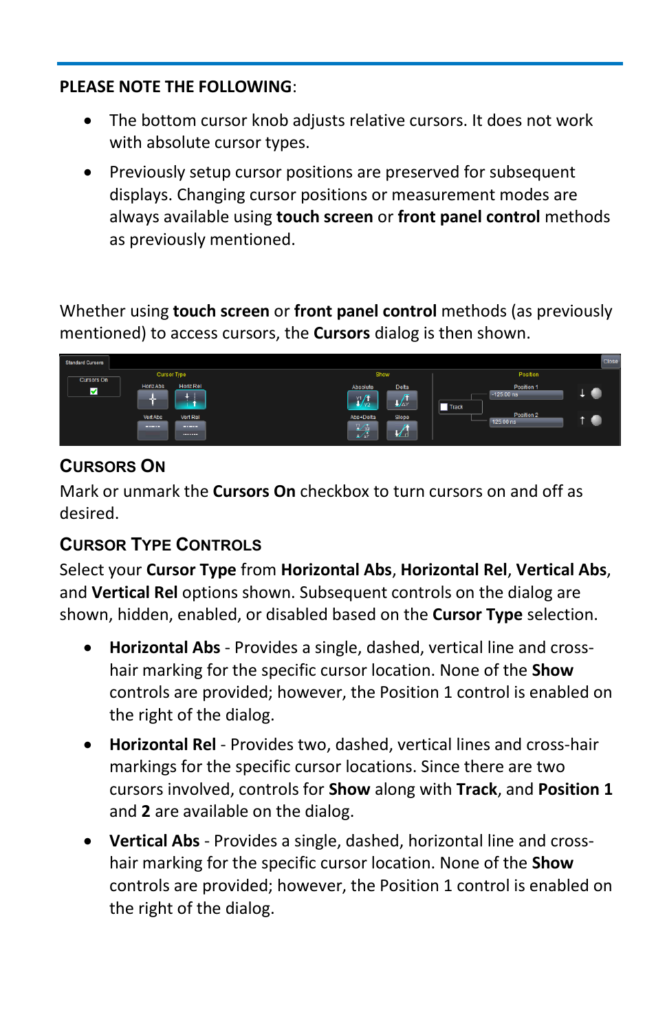 The cursors dialog | Teledyne LeCroy WavePro 7 Zi_Zi-A User Manual | Page 95 / 188