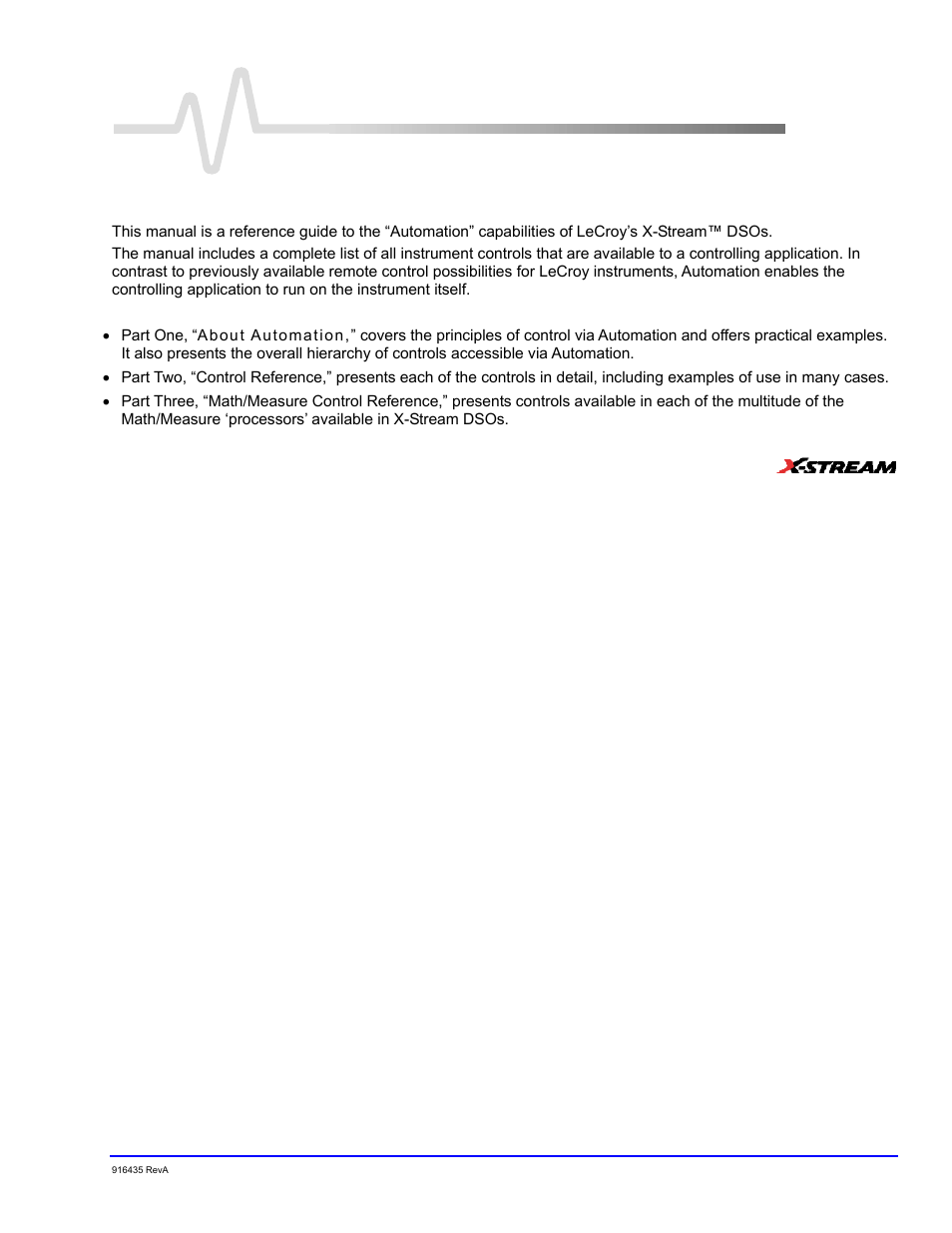 07_xstreamautomation_intro, About this manual | Teledyne LeCroy WaveExpert series Automation Manual User Manual | Page 11 / 285