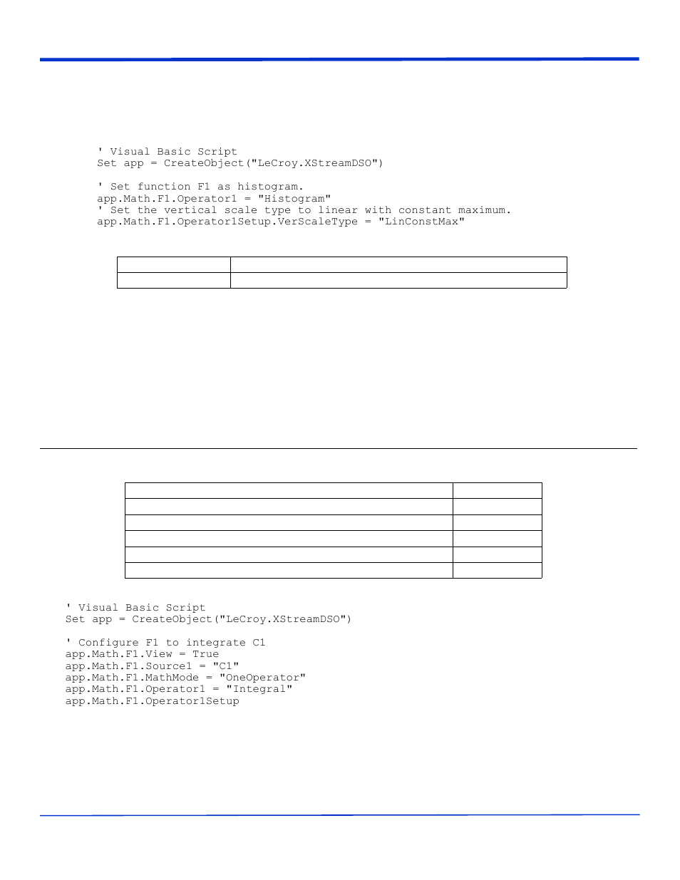 Chapter four, Integral, Control reference | App.math.fx.operatorysetup (operator = "integral") | Teledyne LeCroy WaveExpert series Automation Manual User Manual | Page 213 / 285