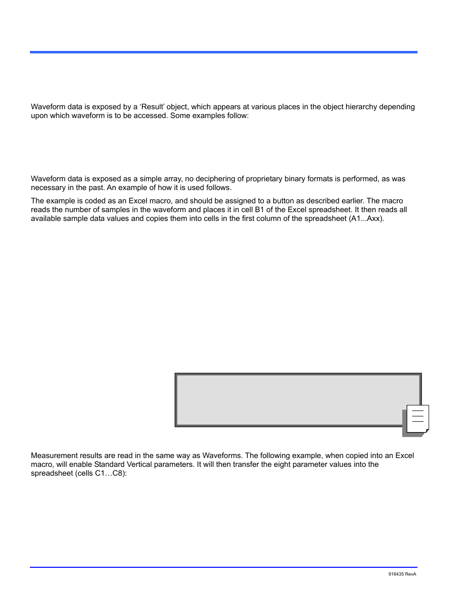 Accessing waveform/measurement results, Waveforms, Measurements | Teledyne LeCroy WaveExpert series Automation Manual User Manual | Page 26 / 285