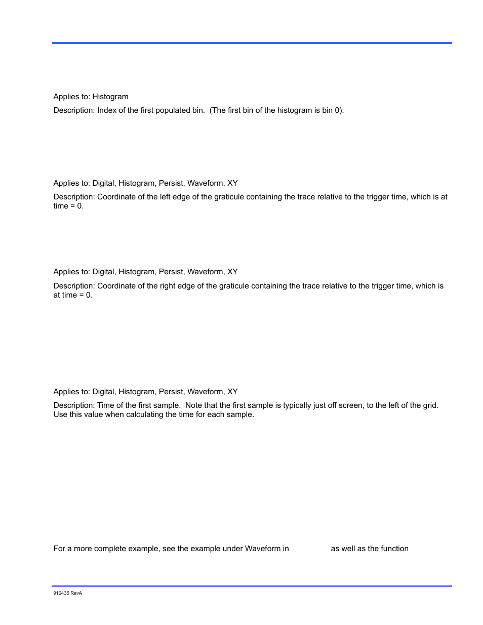 Firstpopulatedbin, Horizontalframestart, Horizontalframestop | Horizontaloffset, Overview | Teledyne LeCroy WaveExpert series Automation Manual User Manual | Page 49 / 285