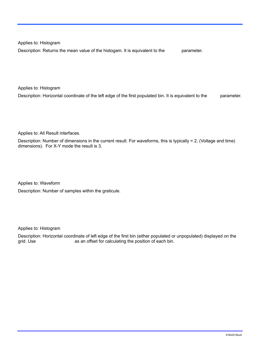 Mean, Numframedimensions, Numsamplesinframe | Offsetatleftedge | Teledyne LeCroy WaveExpert series Automation Manual User Manual | Page 54 / 285