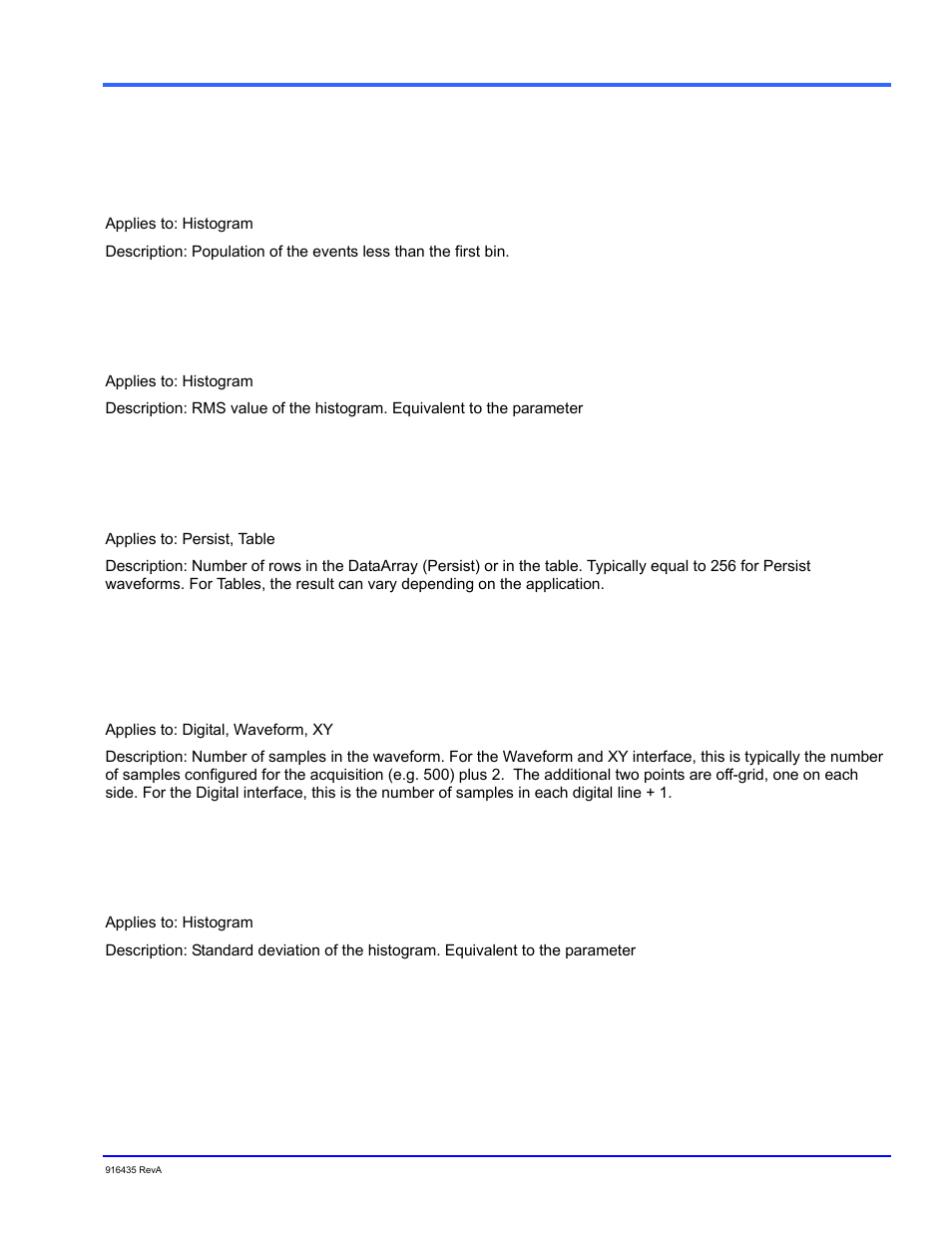 Populationunder, Rows, Samples | Sdev, Overview | Teledyne LeCroy WaveExpert series Automation Manual User Manual | Page 57 / 285