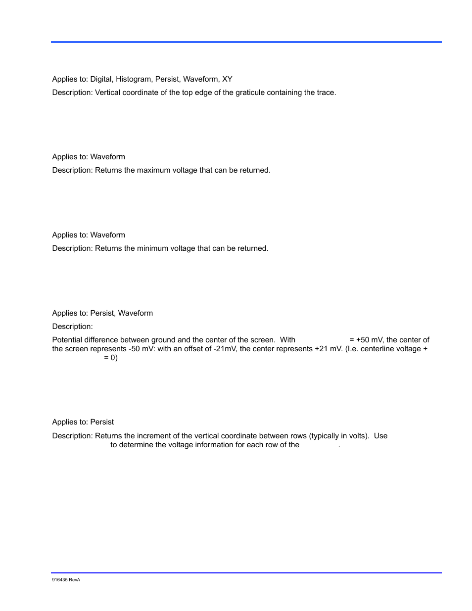 Verticalframestop, Verticalmaxpossible, Verticalminpossible | Verticaloffset, Verticalperrow, Overview | Teledyne LeCroy WaveExpert series Automation Manual User Manual | Page 63 / 285