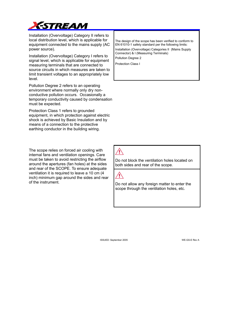 Cooling | Teledyne LeCroy WaveExpert 9000_NRO9000_SDA100G Getting Started Manual User Manual | Page 10 / 50