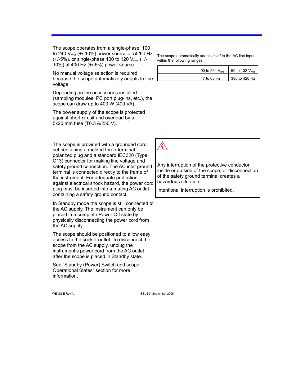 Ac power source, Power and ground connections, Waveexpert getting started guide | Teledyne LeCroy WaveExpert 9000_NRO9000_SDA100G Getting Started Manual User Manual | Page 11 / 50
