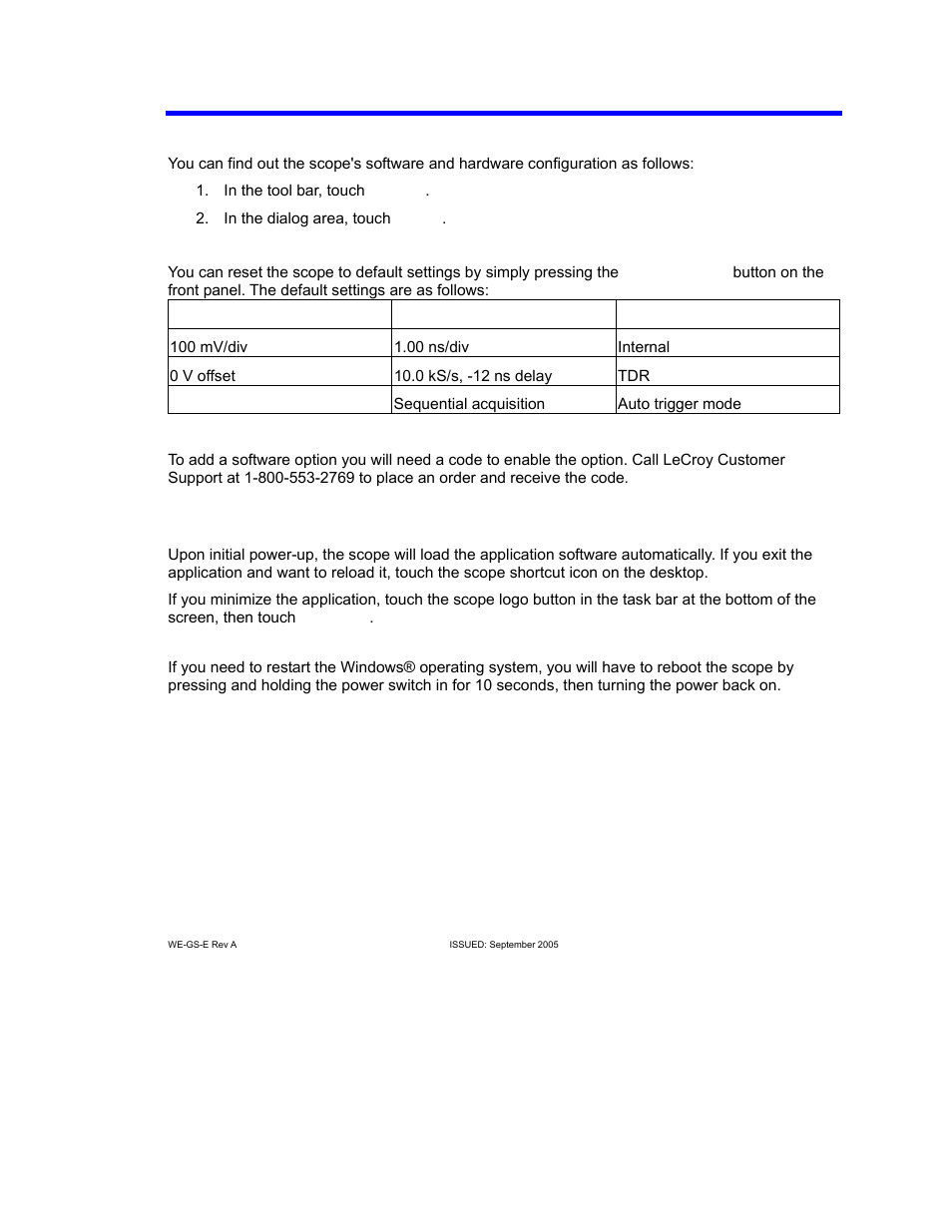 Software, Default settings, Adding a new option | Restoring software, Restarting the application, Restarting the operating system, Waveexpert getting started guide | Teledyne LeCroy WaveExpert 9000_NRO9000_SDA100G Getting Started Manual User Manual | Page 23 / 50