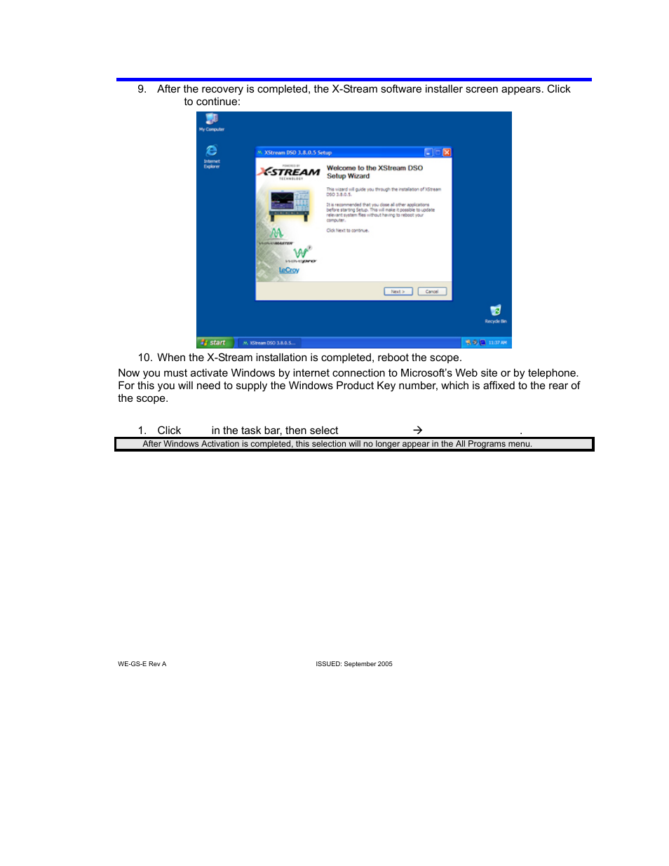 Windows activation, Waveexpert getting started guide | Teledyne LeCroy WaveExpert 9000_NRO9000_SDA100G Getting Started Manual User Manual | Page 27 / 50