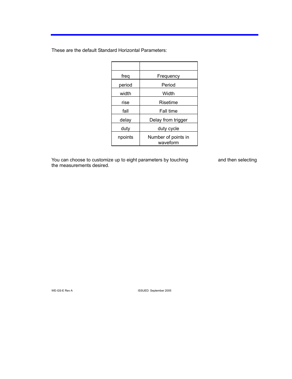 Standard horizontal parameters, Custom measurements with my measure, Waveexpert getting started guide | Teledyne LeCroy WaveExpert 9000_NRO9000_SDA100G Getting Started Manual User Manual | Page 49 / 50