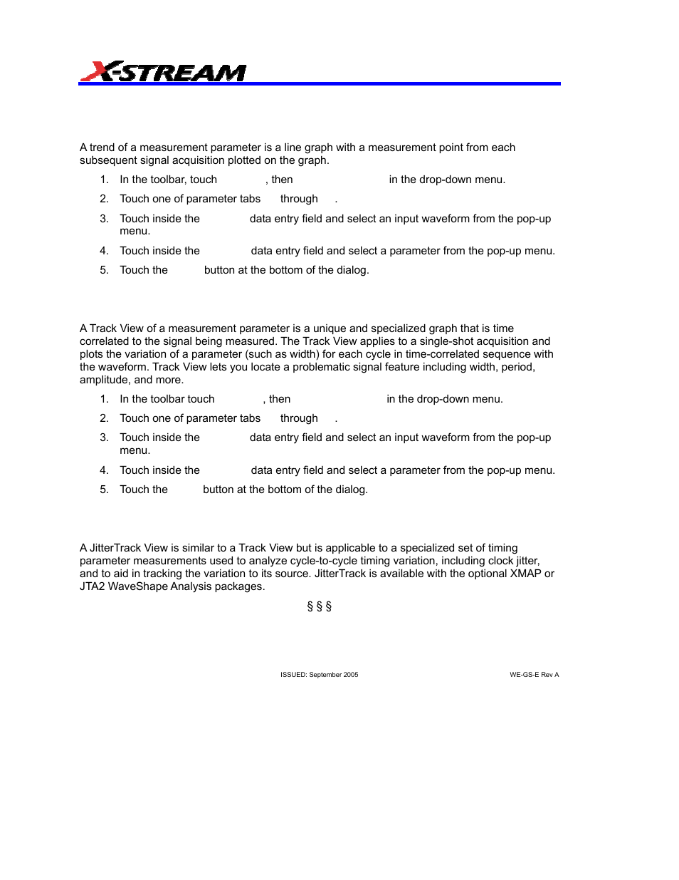 Parameter analysis, Trend measurements, Track view | Jittertrack view | Teledyne LeCroy WaveExpert 9000_NRO9000_SDA100G Getting Started Manual User Manual | Page 50 / 50