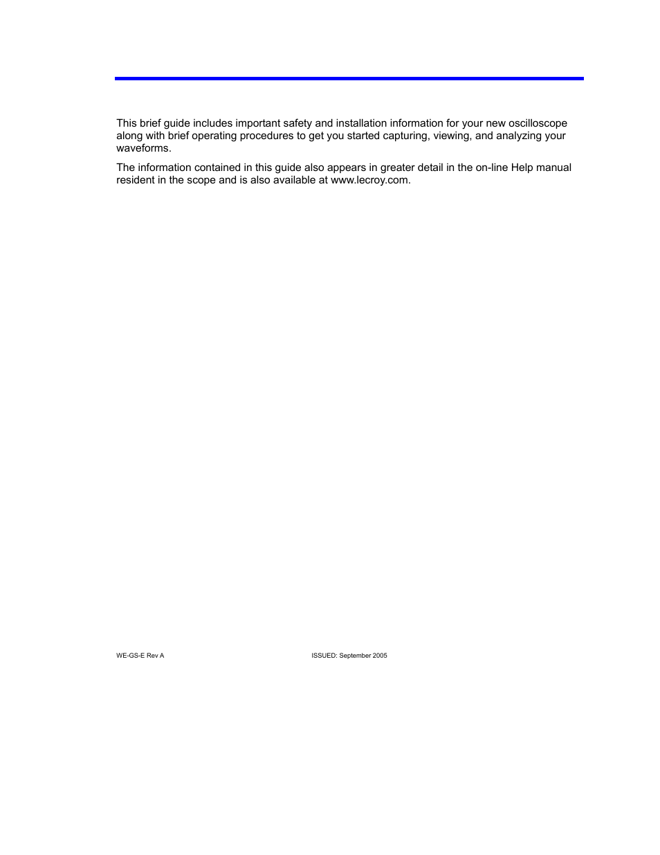 Introduction | Teledyne LeCroy WaveExpert 9000_NRO9000_SDA100G Getting Started Manual User Manual | Page 7 / 50