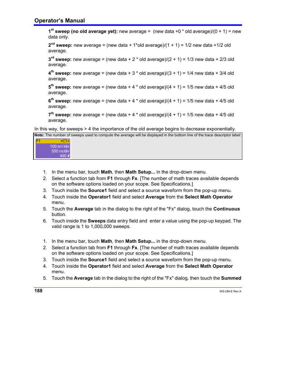 Operator’s manual | Teledyne LeCroy WaveExpert 100H Operators Manual User Manual | Page 190 / 348