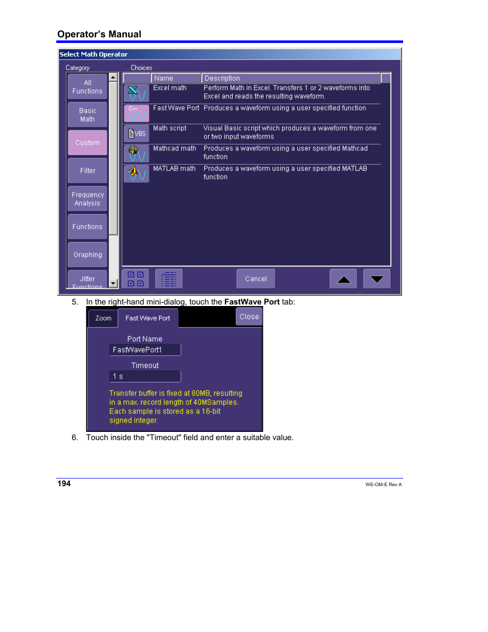 Operator’s manual | Teledyne LeCroy WaveExpert 100H Operators Manual User Manual | Page 196 / 348
