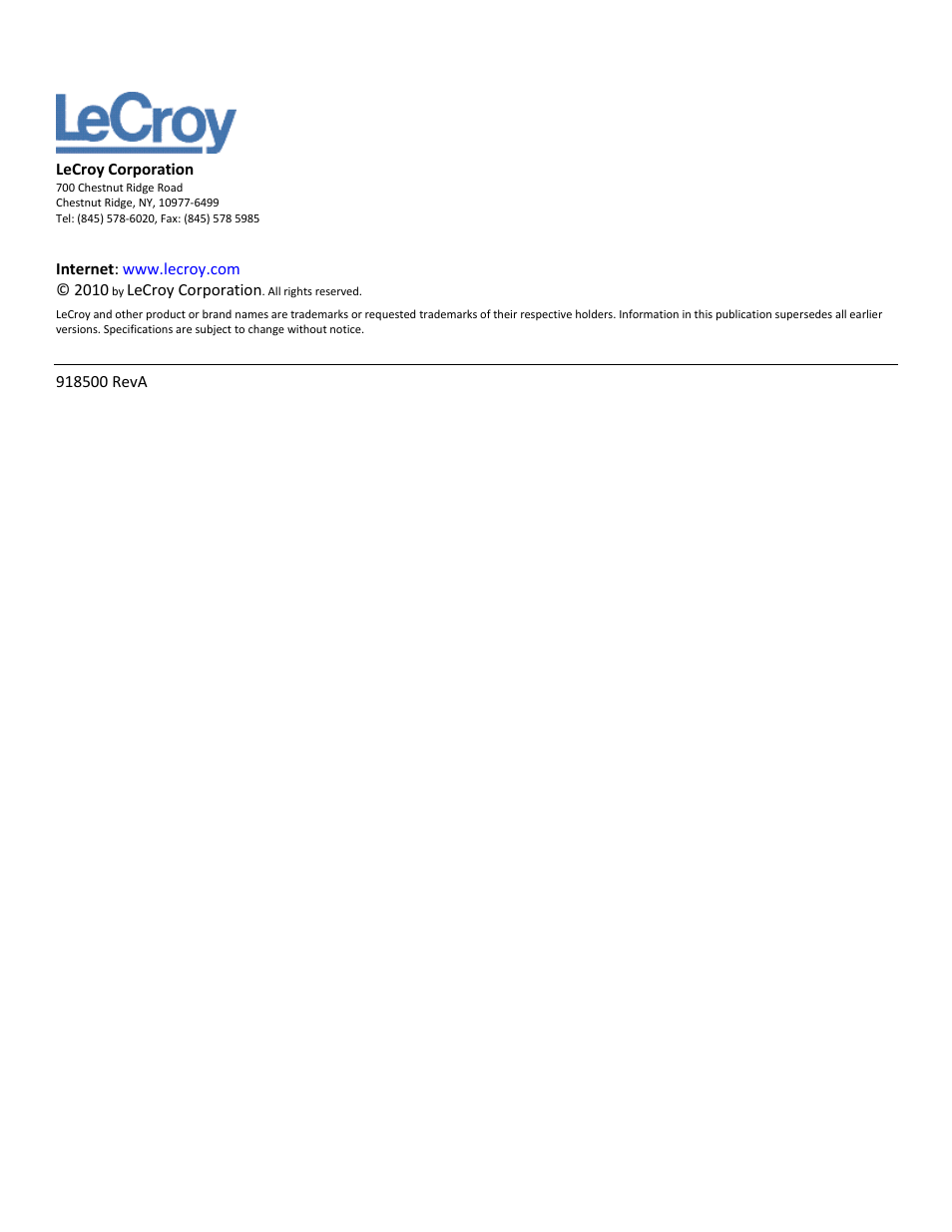 Teledyne LeCroy WaveRunner Automation Command User Manual | Page 2 / 460