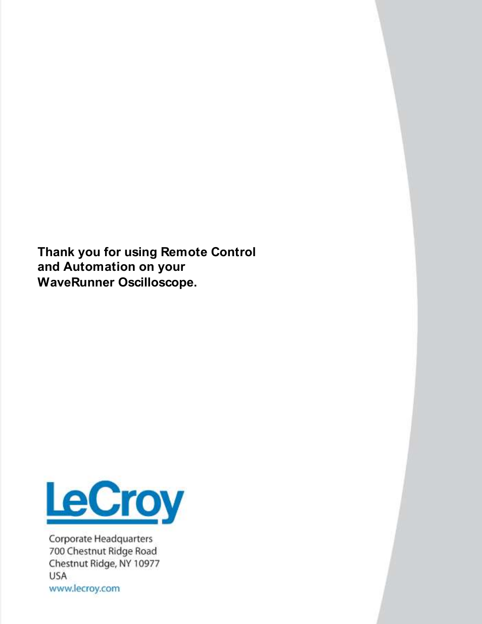 Teledyne LeCroy WaveRunner Automation Command User Manual | Page 460 / 460