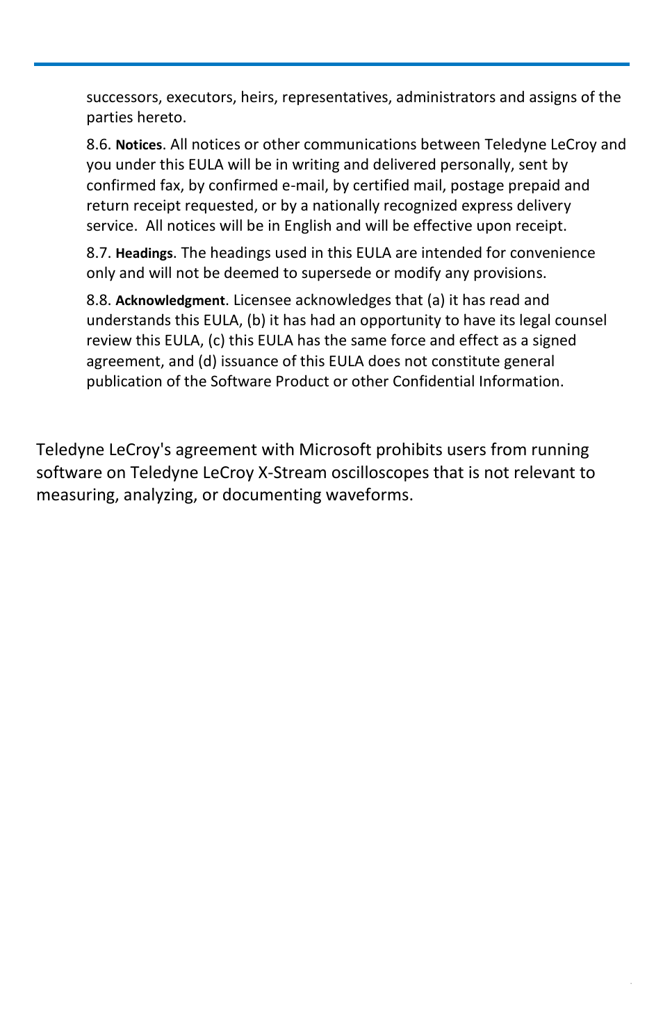 Windows, License agreement, Getting started manual | Teledyne LeCroy WaveRunner МXi-A Getting Started Manual User Manual | Page 125 / 128