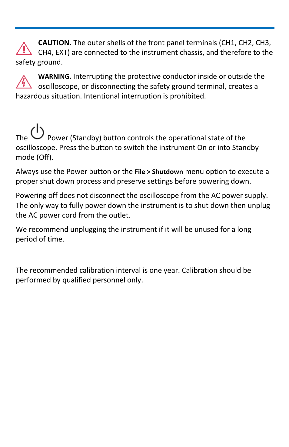 Standby power, Calibration | Teledyne LeCroy WaveRunner МXi-A Getting Started Manual User Manual | Page 13 / 128