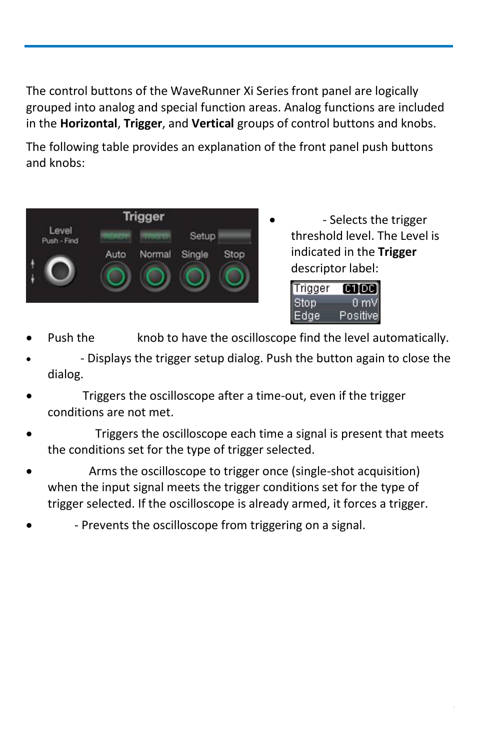 Front panel buttons and knobs, Trigger controls, Getting started manual | Teledyne LeCroy WaveRunner МXi-A Getting Started Manual User Manual | Page 23 / 128