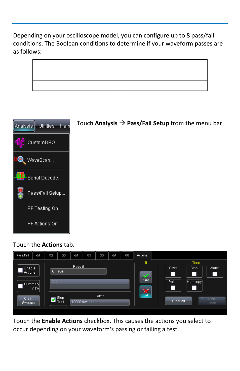 Setting up pass/fail testing, Waverunner xi-a and mxi-a oscilloscopes | Teledyne LeCroy WaveRunner МXi-A Getting Started Manual User Manual | Page 86 / 128