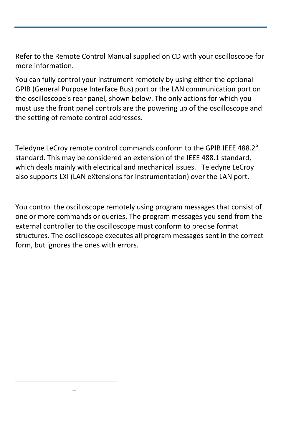 Remote control operation, Standards, Program messages | Teledyne LeCroy WaveRunner МXi-A Getting Started Manual User Manual | Page 92 / 128